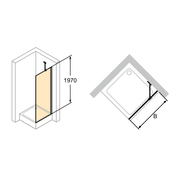 Ścianka boczna do drzwi przesuwnych Huppe Classics 2, 1000mm, Anti-Plaque, srebrny profil