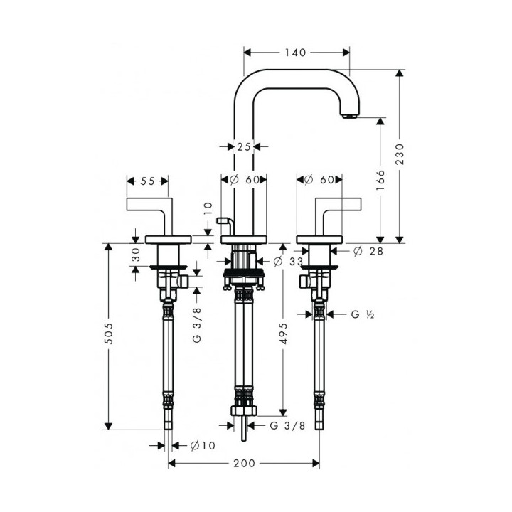 Bateria Axor Citterio umywalkowa 3-otworowa- sanitbuy.pl