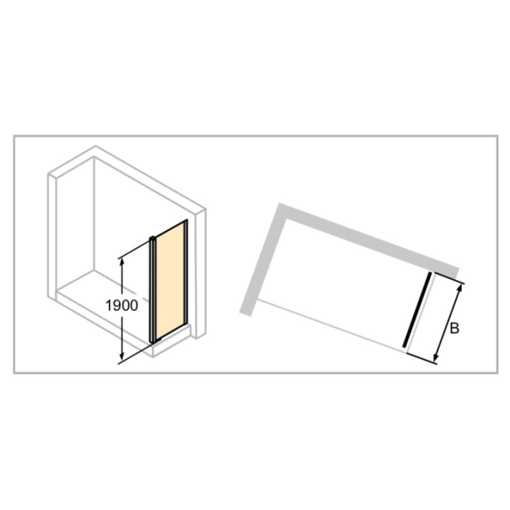 Ścianka boczna do drzwi skrzydłowych Huppe Aura Pure, 1200mm, montaż na równi z posadzką, Anti-Plaque, srebrny profil