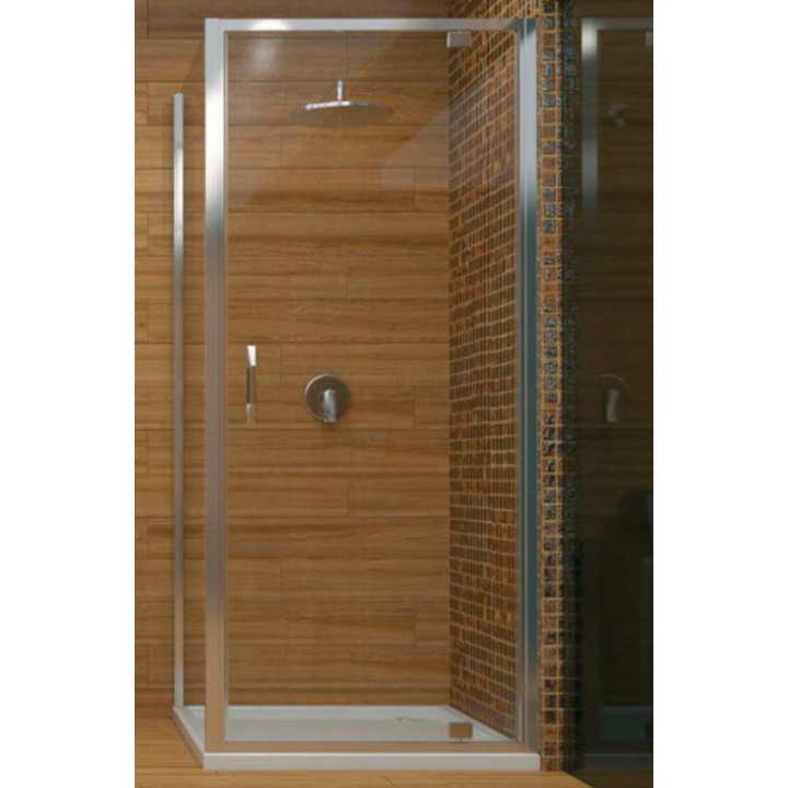 Drzwi suwane Huppe ena 2.0, 1000mm, 1-częściowe, ze stałym fragmentem, do wnęki lub ze ścianką boczną, Anti-Plaque, srebrny prof