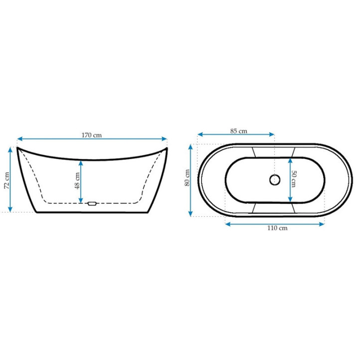 Wanna wolnostojąca Rea Ferrano, 170x80cm, akrylowa, biała