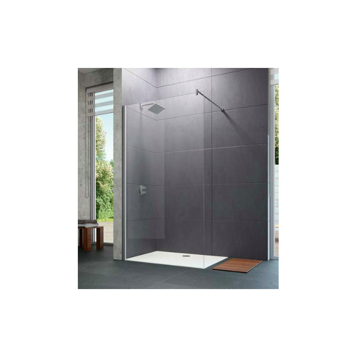 Ścianka walk-in Huppe Design Pure, 750mm, stabilizator skośny, Anti-Plaque, profil srebrny matowy