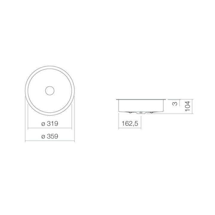 Umywalka podblatowa Alepe K-Series, okrągła, 409mm, z przelewem, UB.K450, biała