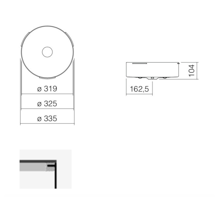 Umywalka podblatowa Alepe Unisono KE-Series, okrągła, 319mm, bez przelewu, UB.KE325, biała