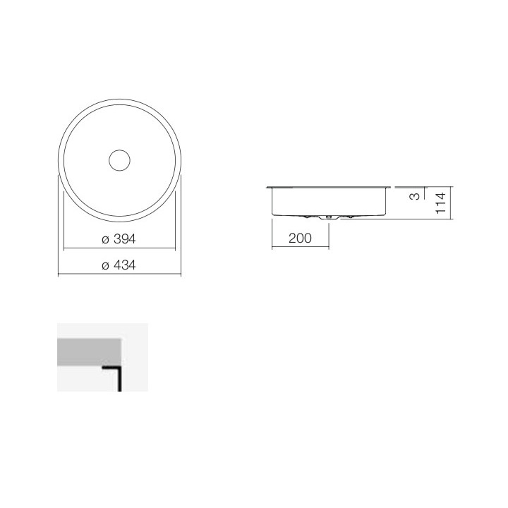 Umywalka podblatowa Alepe Unisono KE-Series, okrągła, 369mm, bez przelewu, UB.KE375, biała