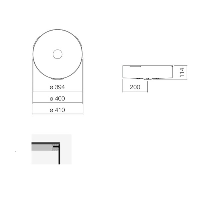 Umywalka podblatowa Alepe Unisono KE-Series, okrągła, 369mm, bez przelewu, do zabudowy pod warstwą laminatu, UB.KE375, biała