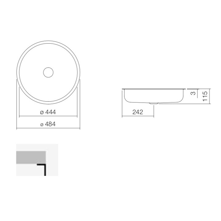 Umywalka podblatowa Alepe Unisono KE-Series, okrągła, 394mm, bez przelewu, UB.KE400, biała