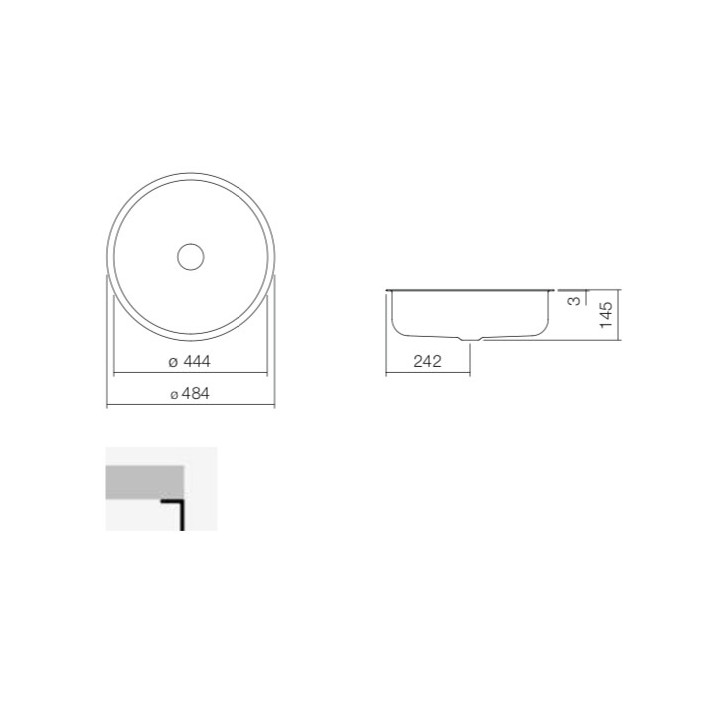 Umywalka podblatowa Alepe Sondo SO-Series, okrągła, 444mm, bez przelewu, UB.SO450.1, biała