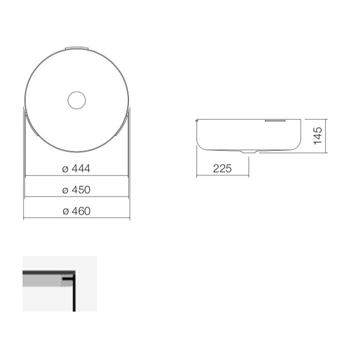 Umywalka podblatowa Alepe Sondo SO-Series, okrągła, 444mm, bez przelewu, do zabudowy pod warstwą laminatu, UB.SO450.1, biała