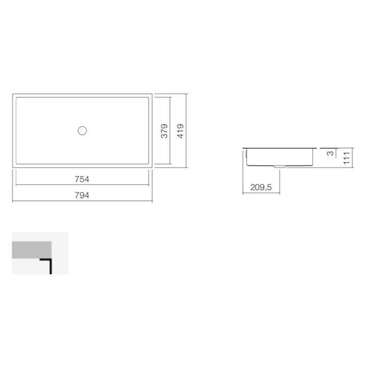 Umywalka podblatowa Alepe Metaphor ME-Series, prostokątna, 504x379mm, z przelewem, UB.ME500, biała