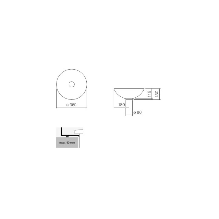 Umywalka, misa stawiana na blat Alape GS-Series, okrągła, 300mm, bez przelewu, łatwa w pielęgnacji, SB.K300.GS, biała