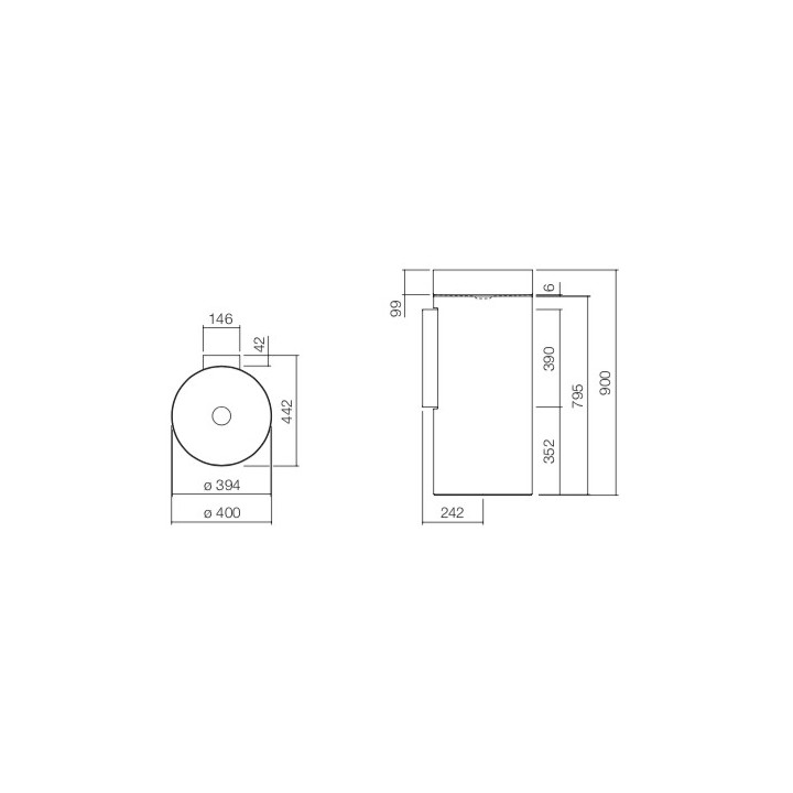 Umywalka wolnostojąca Alape Unisono KE-Series, okrągła, 325mm, przyścienna, bez przelewu, łatwa w pielęgnacji, WT.RX325.KE, biał