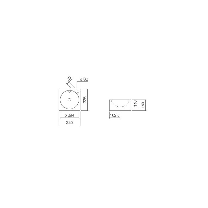 Umywalka wisząca Alape Scopio CO-Series, okrągła, 400mm, bez przelewu, WT.CO400, biała