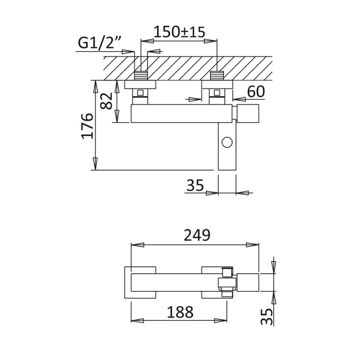 Bateria wannowa Bruma Adamastor, natynkowa, z zestawem natryskowym, sunset