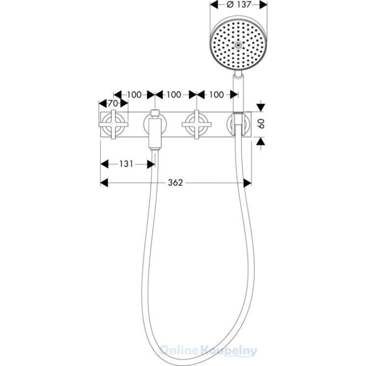 Bateria Axor Citterio wannowa 3-otworowa podtynkowa, element zewnętrzny- sanitbuy.pl