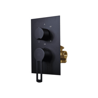 Bateria wannowo-natryskowa Paffoni Ringo, 3-drożna, podtynkowa, czarny mat