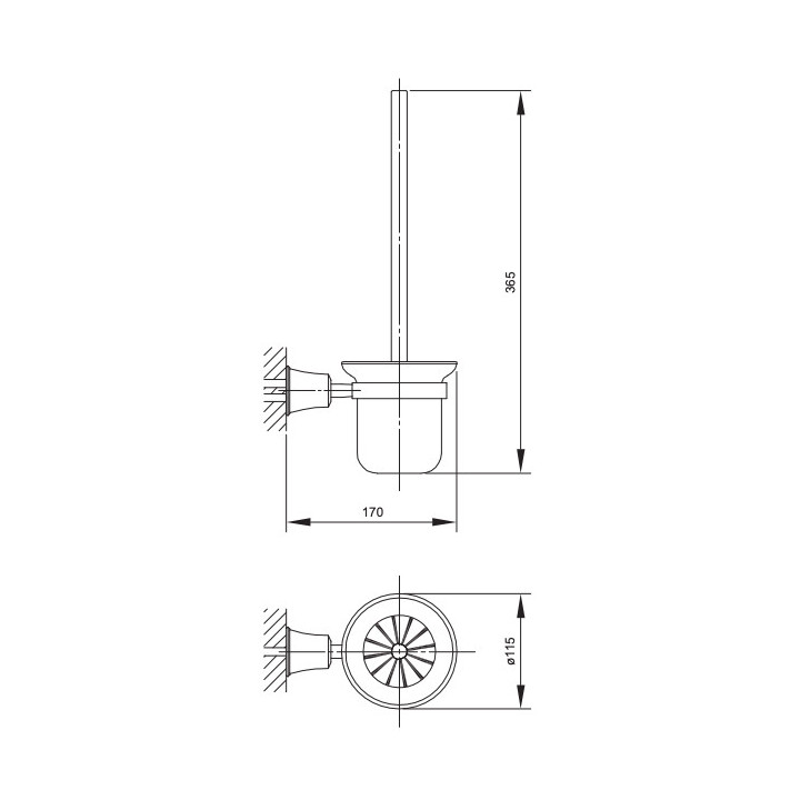 Szczotka do WC, wisząca Omnires Art Line miedź antyczna