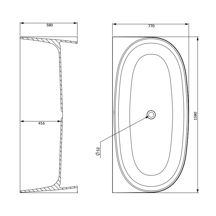 Wanna przyścienna Omnires Valencia Marble+, 158x77cm, biały połysk