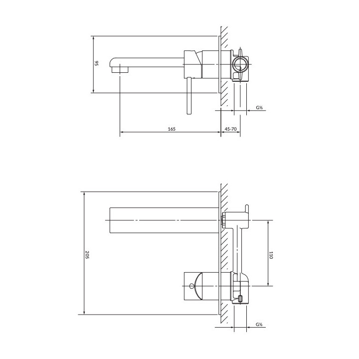 Bateria umywalkowa Omnires Darling, podtynkowa, wylewka 16,5cm, czarny