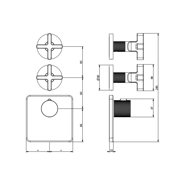 Bateria natryskowa Gessi Inciso Wellness, podtynkowa termostatyczna, 2 wyjścia wody, uchwyty krzyżowe, chrom