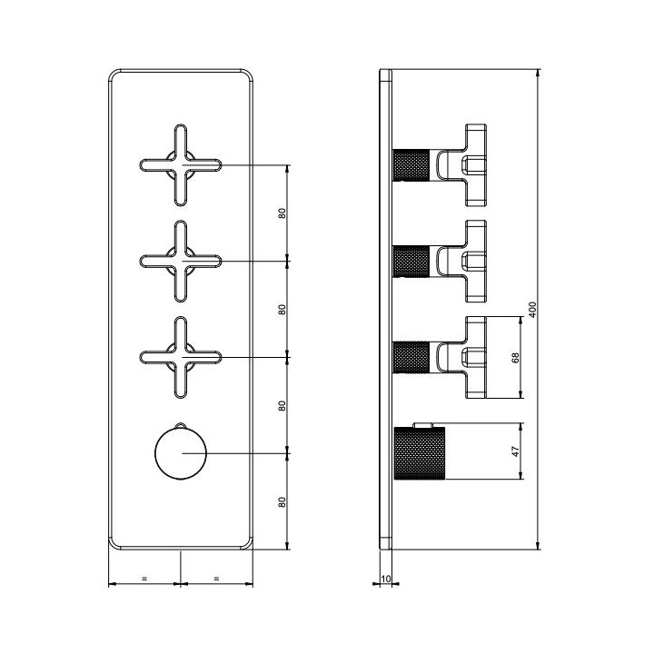 Bateria natryskowa Gessi Inciso Wellness, podtynkowa termostatyczna, 4-otworowa, 3 wyjścia wody, chrom