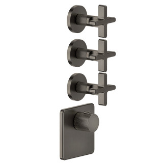 Bateria natryskowa Gessi Inciso Wellness, podtynkowa termostatyczna, 3 wyjścia wody, uchwyty krzyżowe, chrom