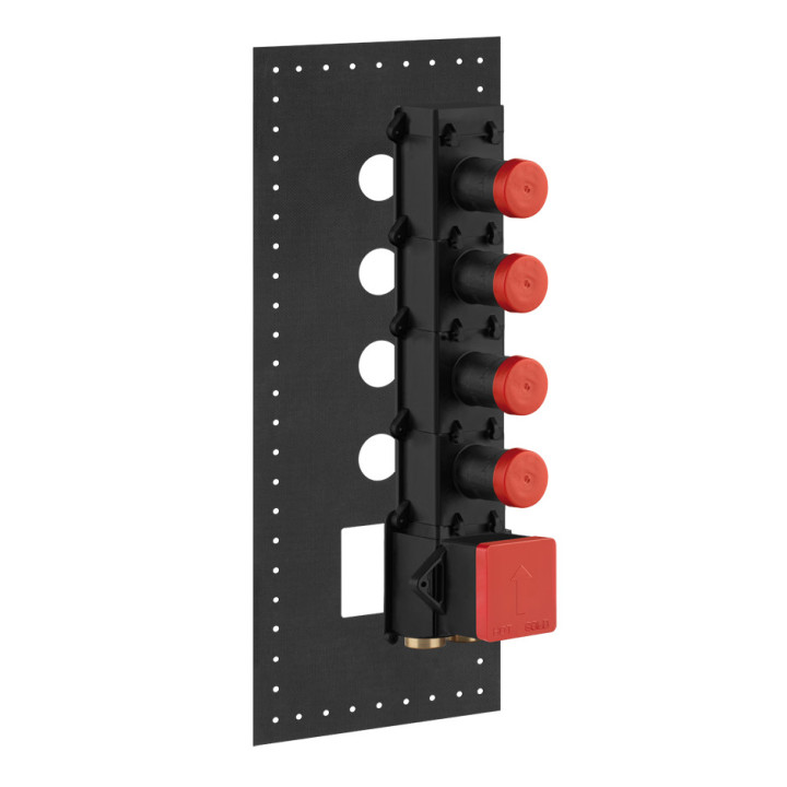 Bateria natryskowa Gessi Inciso Wellness, podtynkowa termostatyczna, 4-otworowa, 3 wyjścia wody, uchwyty krzyżowe, chrom