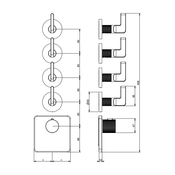 Bateria natryskowa Gessi Inciso Wellness, podtynkowa, termostatyczna, 4 wyjścia wody, chrom