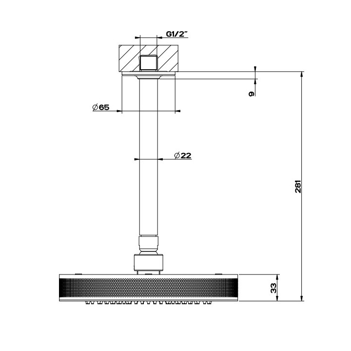 Deszczownica Gesssi Inciso, okrągła, 218mm, przyłącze sufitowe, chrom