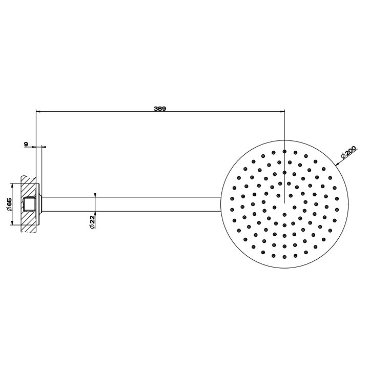 Deszczownica Gesssi Inciso, okrągła, 300mm, ramię ścienne, chrom