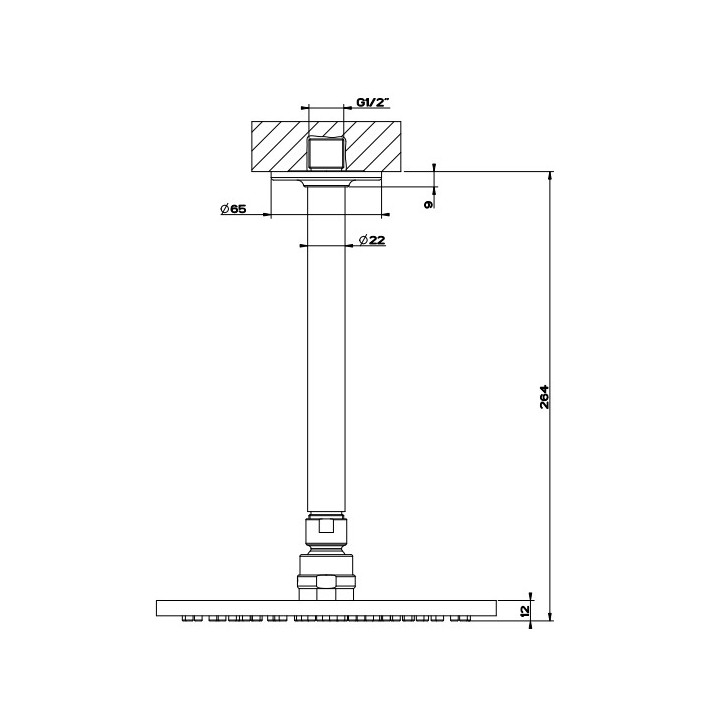 Deszczownica Gesssi Inciso, okrągła, 300mm, przyłącze sufitowe, chrom