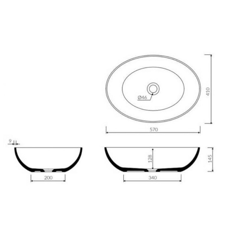 Umywalka nablatowa Marmorin Birma I, 57x41cm, bez przelewu, biała