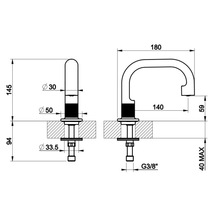 Wylewka umywalkowa Gessi Inciso, ścienna, 255mm, chrom