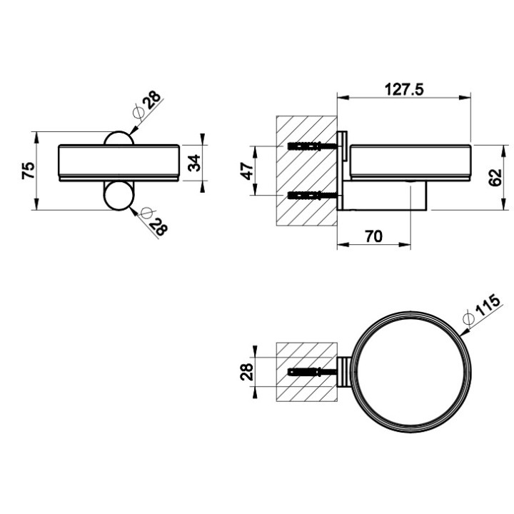 Mydelniczka wisząca Gessi 316, czarna, wykończenie stal szczotkowana