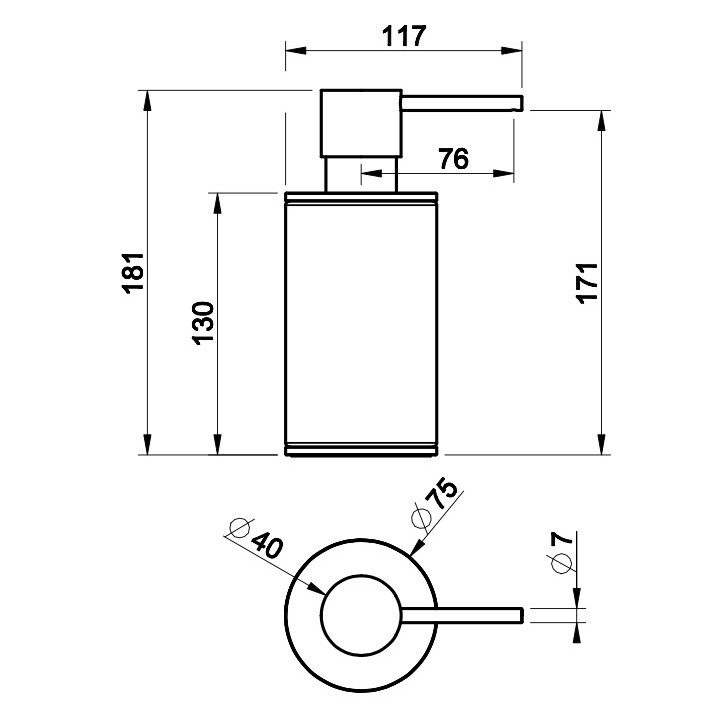 Dozownik mydła w płynie Gessi 316, ścienny, czarny, wykończenie stal szczotkowana