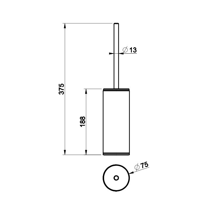 Szczotka WC Gessi 316, ścienna, czarny pojemnik, wykończenie stal szczotkowana