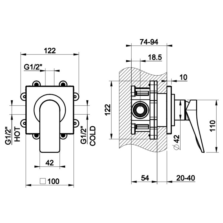 Wylewka umywalkowa Gessi Rilievo, ścienna, 215mm, chrom
