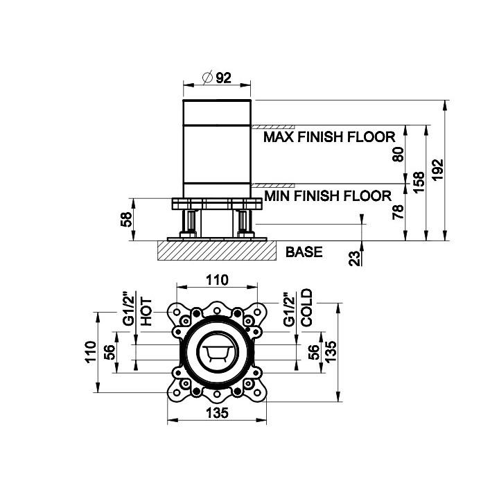 Bateria wannowa Gessi Mimi, wolnostojąca- sanitbuy.pl