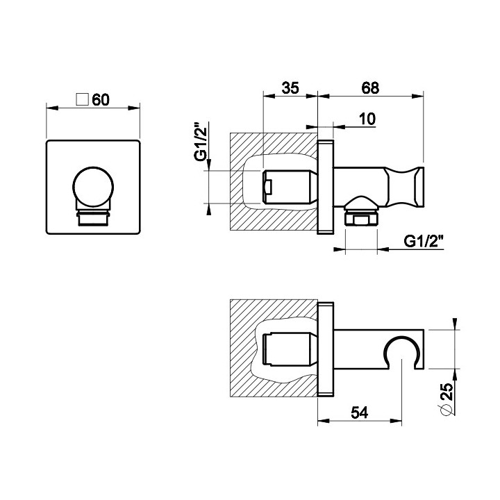 Przyłącze kątowe Gessi Rilievo, G1/2", chrom