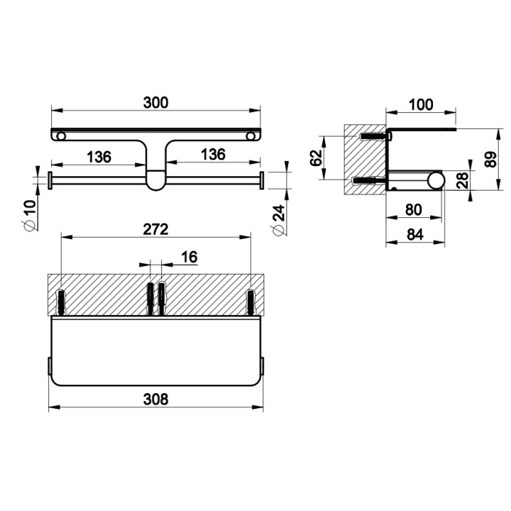 Uchwyt na papier Gessi Rilievo, ścienny, z osłoną, chrom