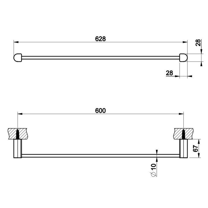Wieszak na ręcznik Gessi Rilievo, ścienny, 45cm, chrom