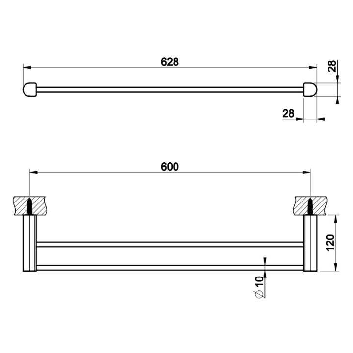 Wieszak na ręcznik Gessi Rilievo, ścienny, 60cm, chrom