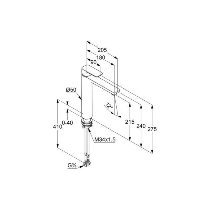Bateria umywalkowa Kludi Pure&Style, stojąca, wysokość, 275mm, chrom