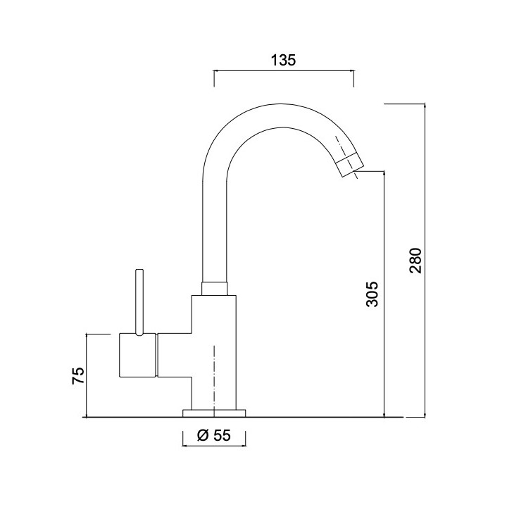 Bateria umywalkowa Giulini Giovanni Futuro, stojąca, wysokość 280mm, korek klik-klak, czarny mat