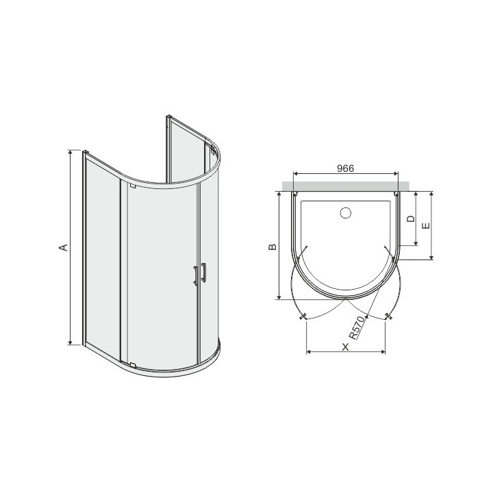 Kabina prysznicowa półokrągła Sanplast KPP2DJa/TX5b, 100x100cm, szkło przejrzyste, białe profile
