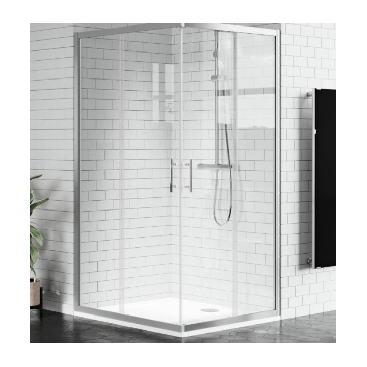 Drzwi prysznicowe do kabiny Novellini Zephyros A, 82-85cm, przesuwne, szkło przejrzyste, czarny profil