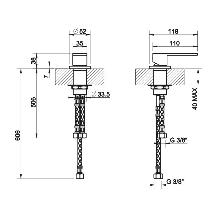 Wylewka Gessi Rettengolo, stojąca, 203mm, wysokość 309mm chrom