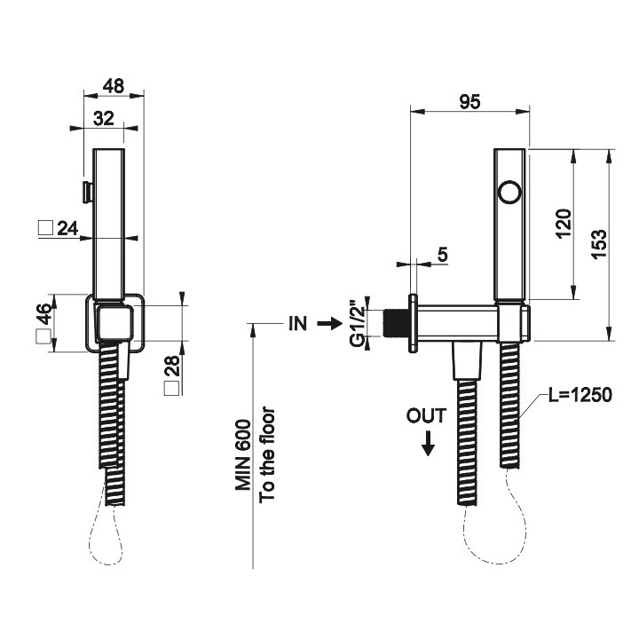 Bateria wannowa wolnostojąca Gessi Rettengolo, 2 wyjścia wody, zestaw natryskowy, chrom