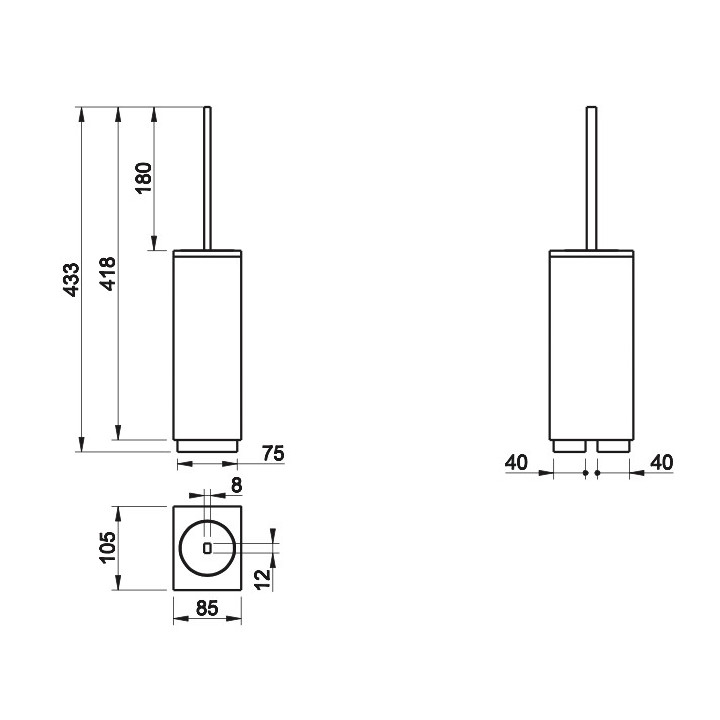 Szczotka WC Gessi Rettangolo, ścienna, biała, wykończenie chrom