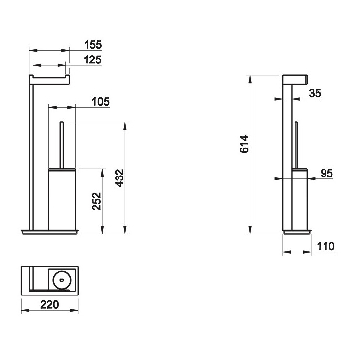 Zestaw ścienny Gessi Ovale, szczotka WC z uchwytem na papier, chrom/biały